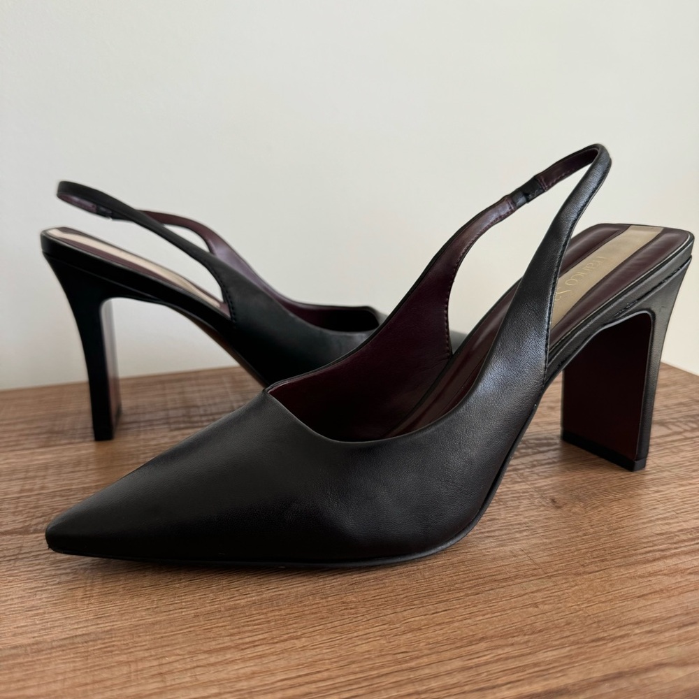 Franco Sarto - Women’s Black Leather Averie Slingback Pump size 7